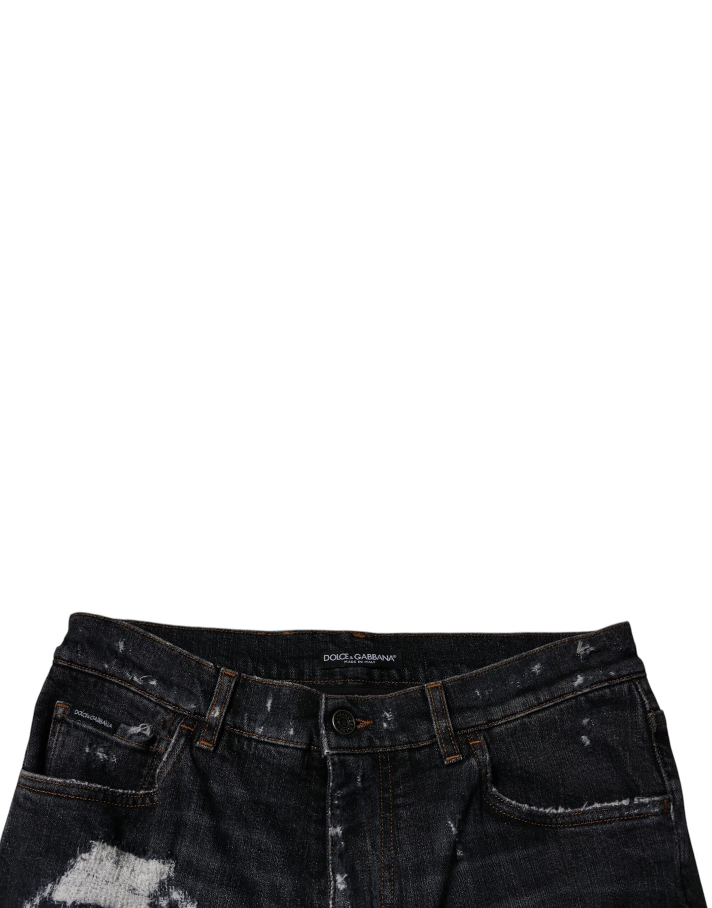 Dolce & Gabbana Schwarze Skinny-Jeans aus zerfetzter Baumwolle für Herren