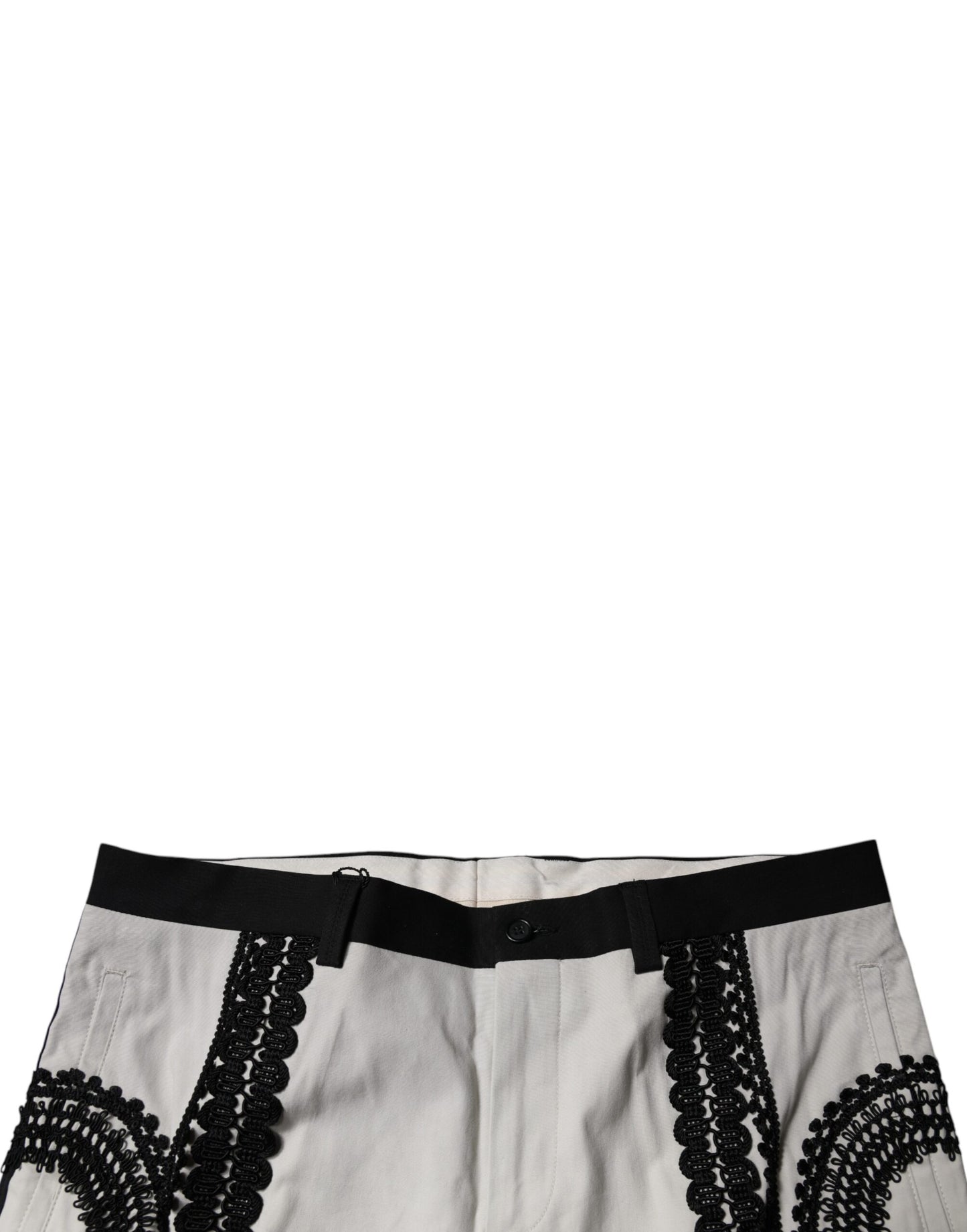 Dolce & Gabbana – Weiße, formelle Hose mit Spitzenbesatz und mittlerer Taille