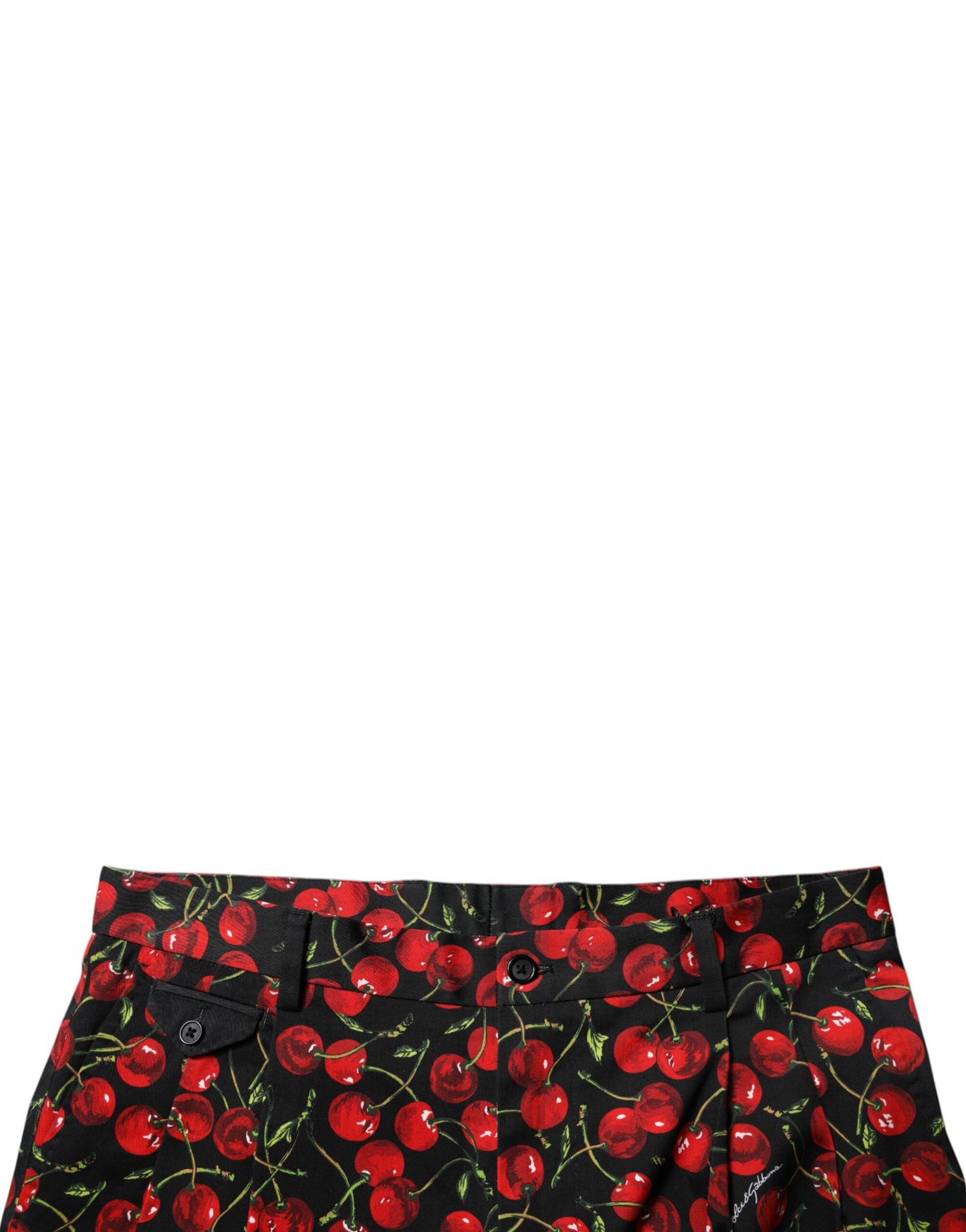 Dolce & Gabbana – Bermudashorts aus Baumwolle mit schwarzem und rotem Kirschdruck