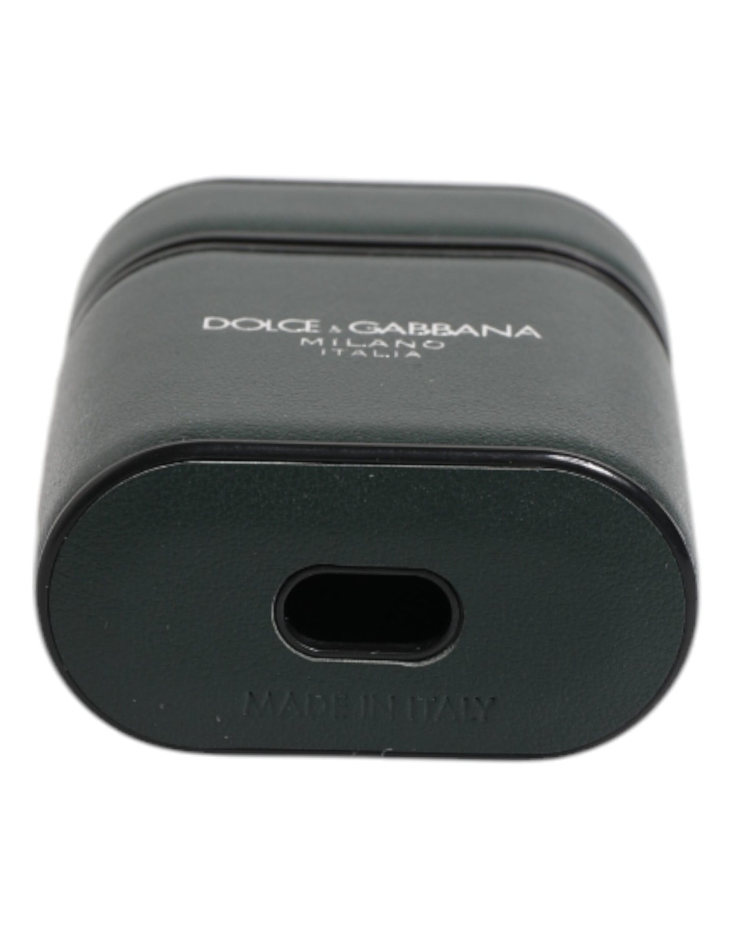 Dolce & Gabbana AirPods-Hülle aus grünem Kalbsleder mit Logo-Print und Klappverschluss