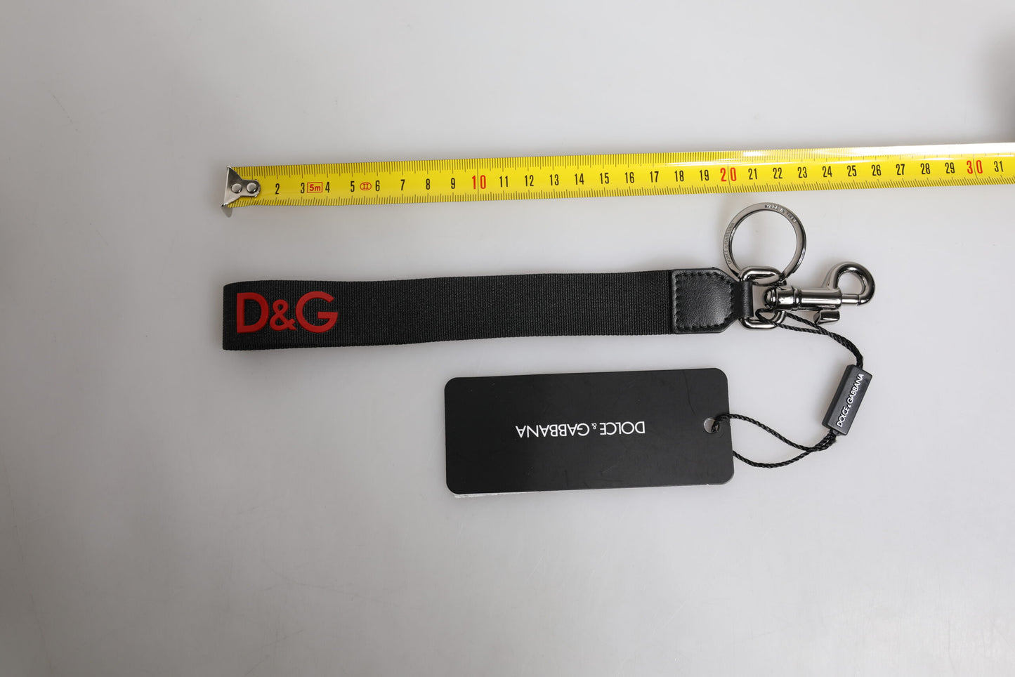 Dolce & Gabbana Schwarz Logo Nylon Silber Messing Männer Halter Schlüsselanhänger Schlüsselanhänger