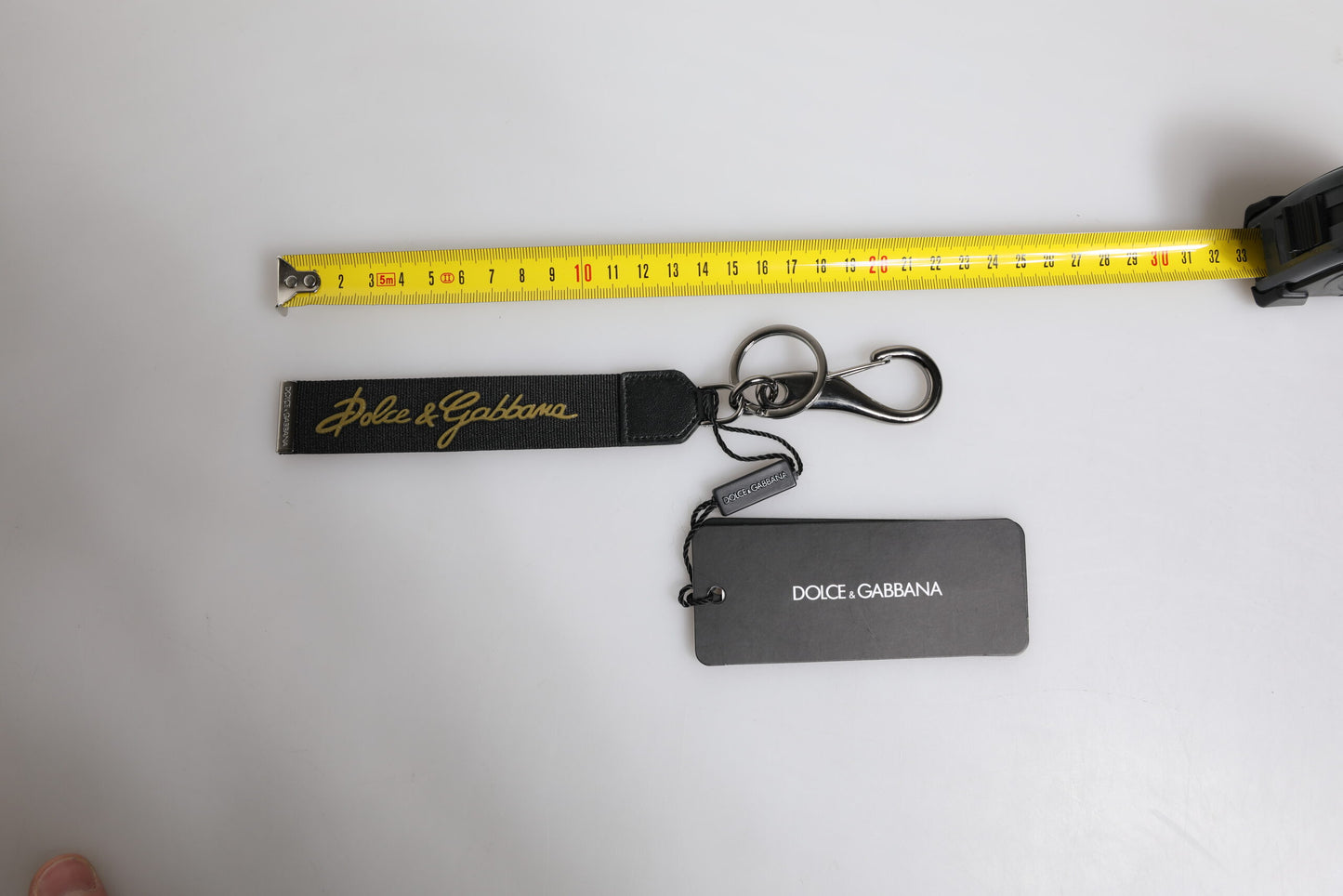 Dolce & Gabbana Schwarz Logo Nylon Silber Messing Männer Halter Schlüsselanhänger Schlüsselanhänger