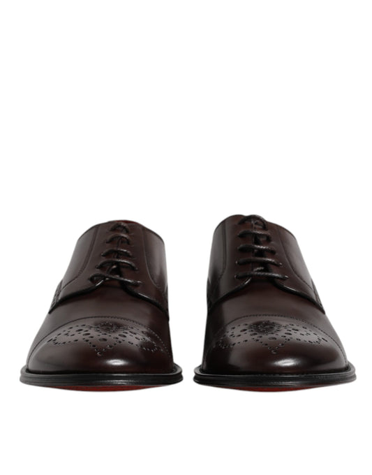 Dolce & Gabbana – Kastanienbraune Derby-Schuhe aus Kalbsleder für Herren