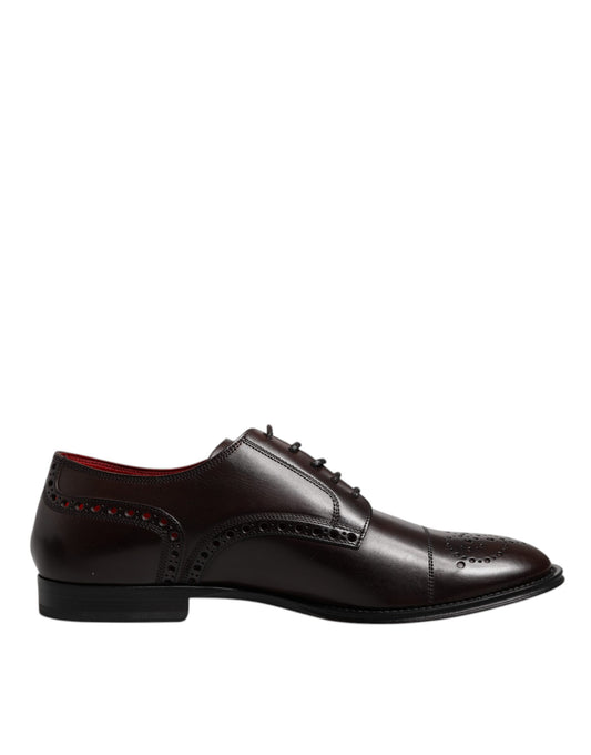 Dolce & Gabbana – Kastanienbraune Derby-Schuhe aus Kalbsleder für Herren