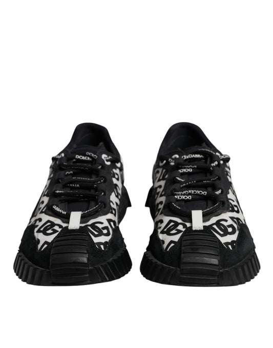 Dolce & Gabbana Black Logo Lace Up Low Top NS1 Sneakers Shoes