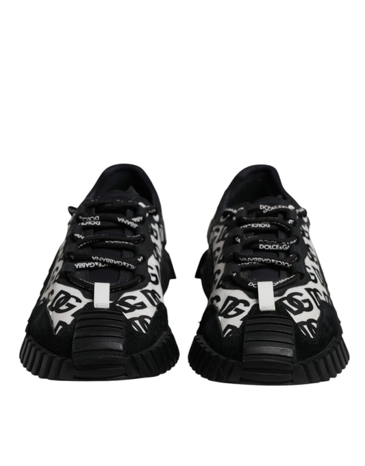 Dolce & Gabbana Black Logo Lace Up Low Top NS1 Sneakers Shoes