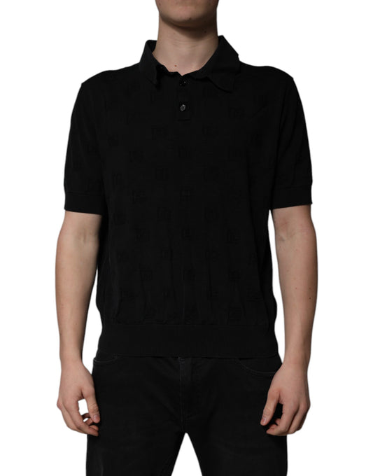 Dolce & Gabbana Black Silk Collared Polo T-shirt