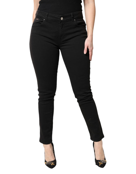 Dolce & Gabbana Black Cotton Mid Waisted Skinny Denim Jeans
