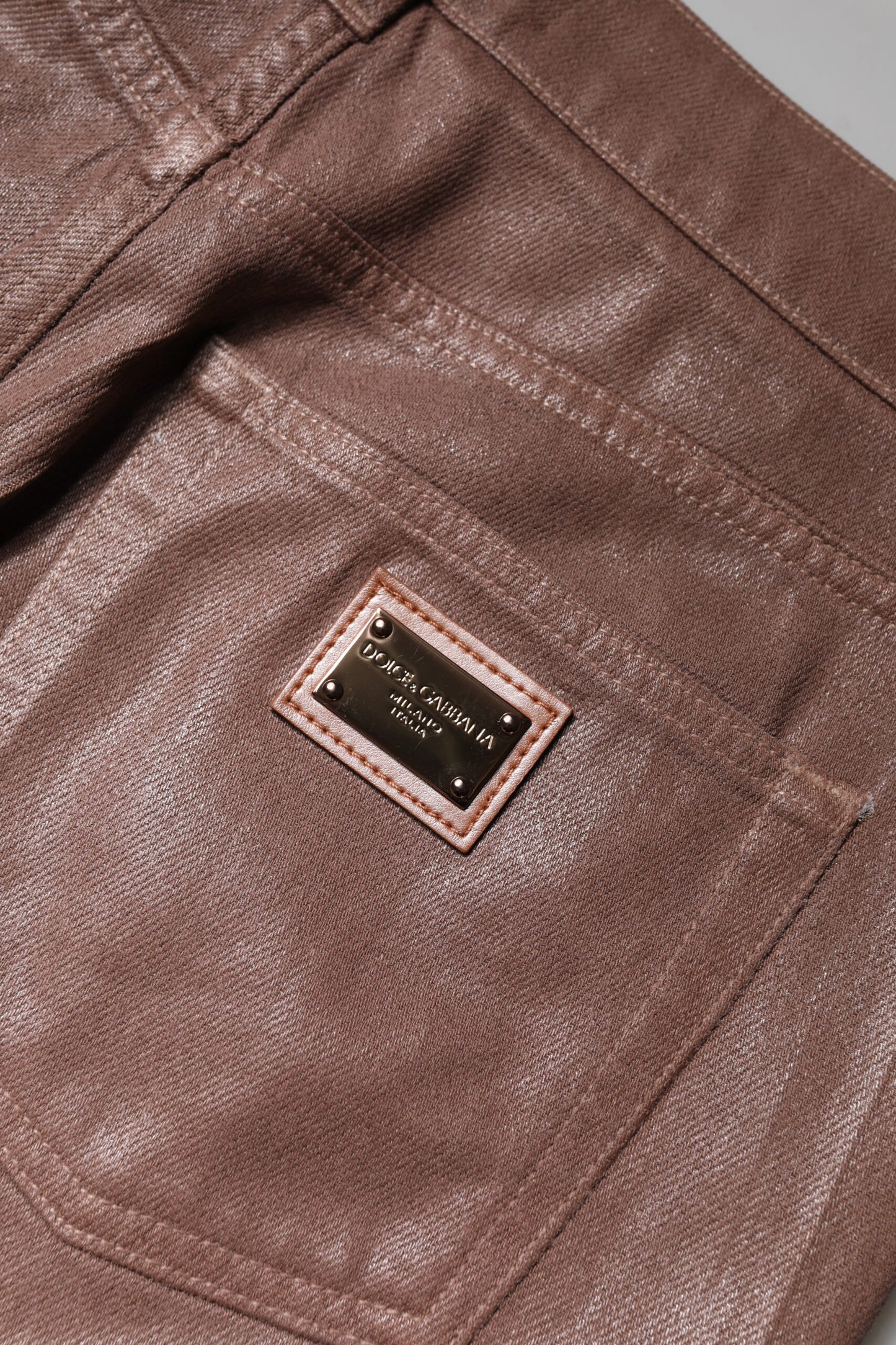 Dolce & Gabbana – Braune, hoch taillierte Jeans aus konischem Baumwolldenim