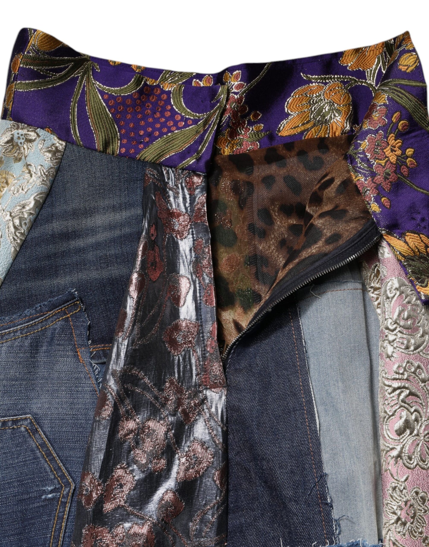 Dolce & Gabbana – Mehrfarbiger Patchwork-Midirock mit hoher Taille