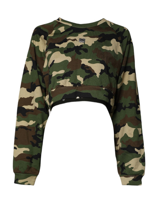 Dolce & Gabbana – Mehrfarbiger, kurzer Sweatshirtpullover mit Camouflage-Muster