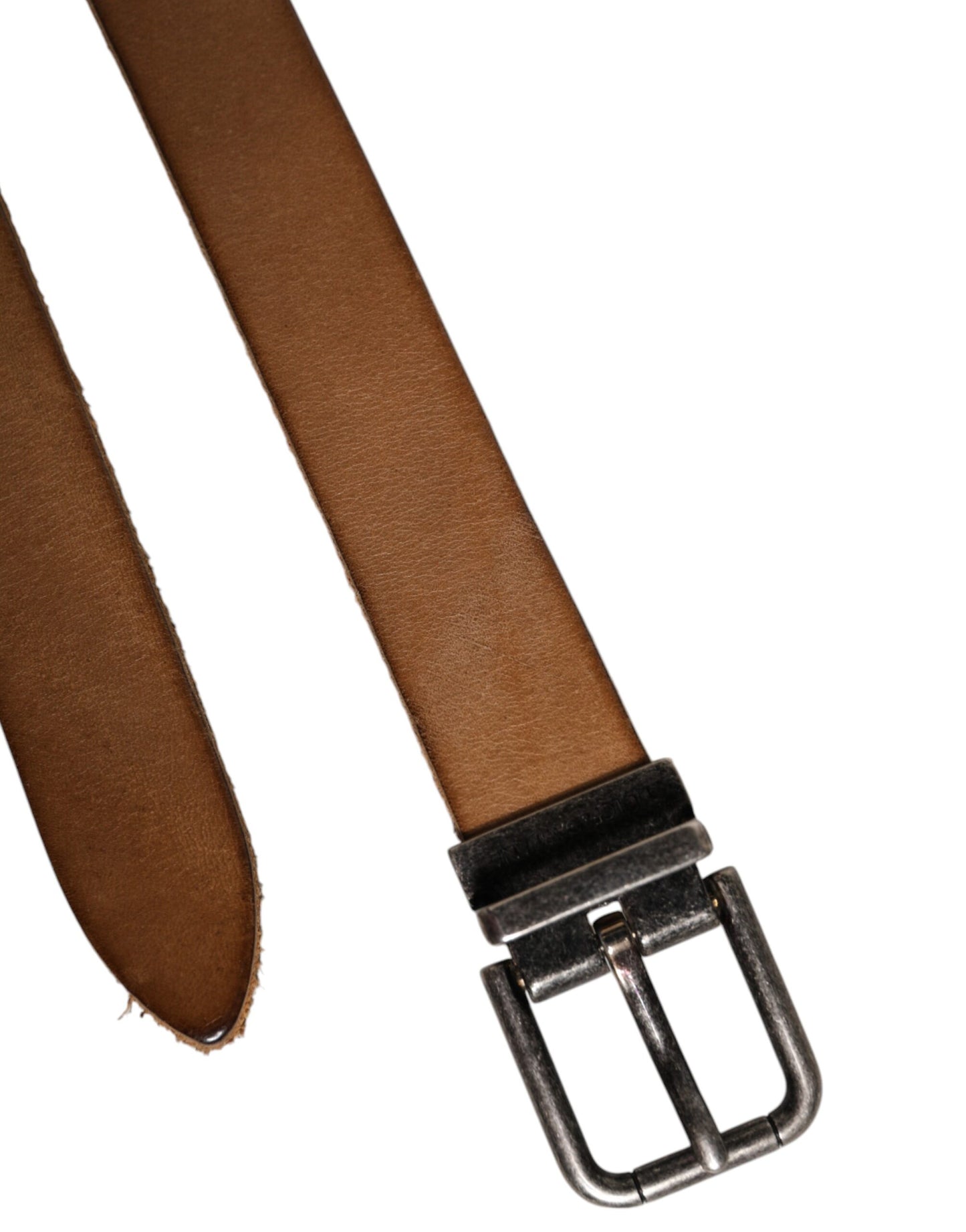 Dolce & Gabbana – Brauner Ledergürtel mit silberfarbener Metallschnalle