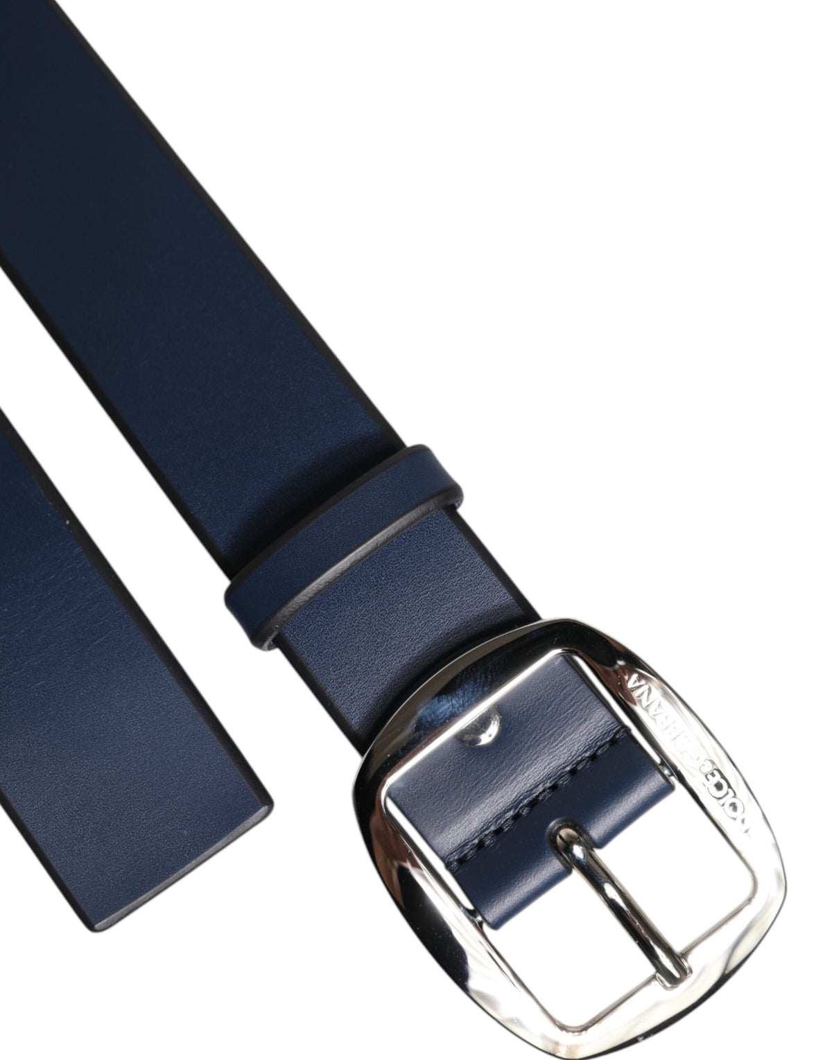 Dolce & Gabbana – Blauer Gürtel aus Kalbsleder mit klassischer Metallschnalle