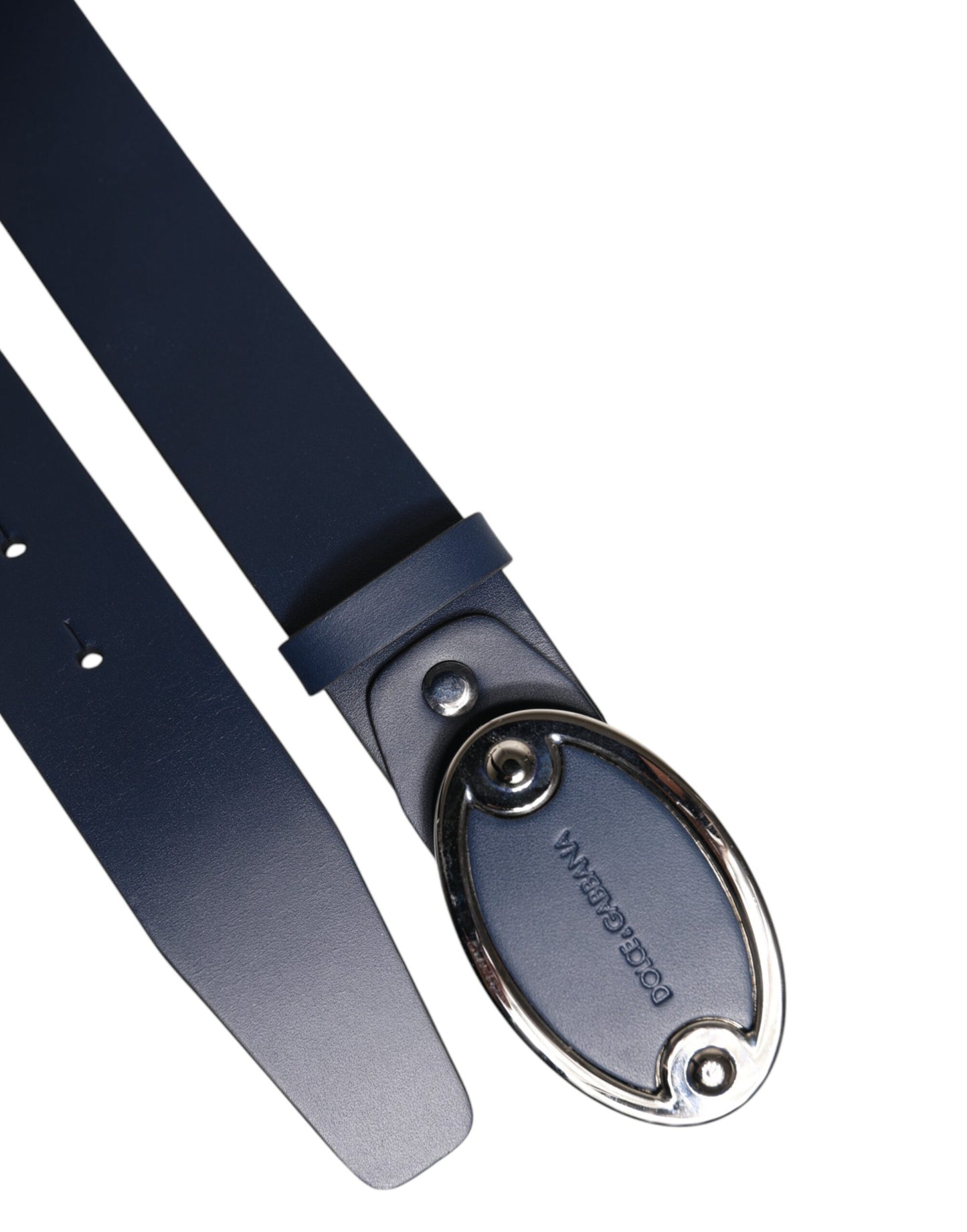 Dolce & Gabbana – Klassischer Ledergürtel mit Metall-Logoschnalle in Blau