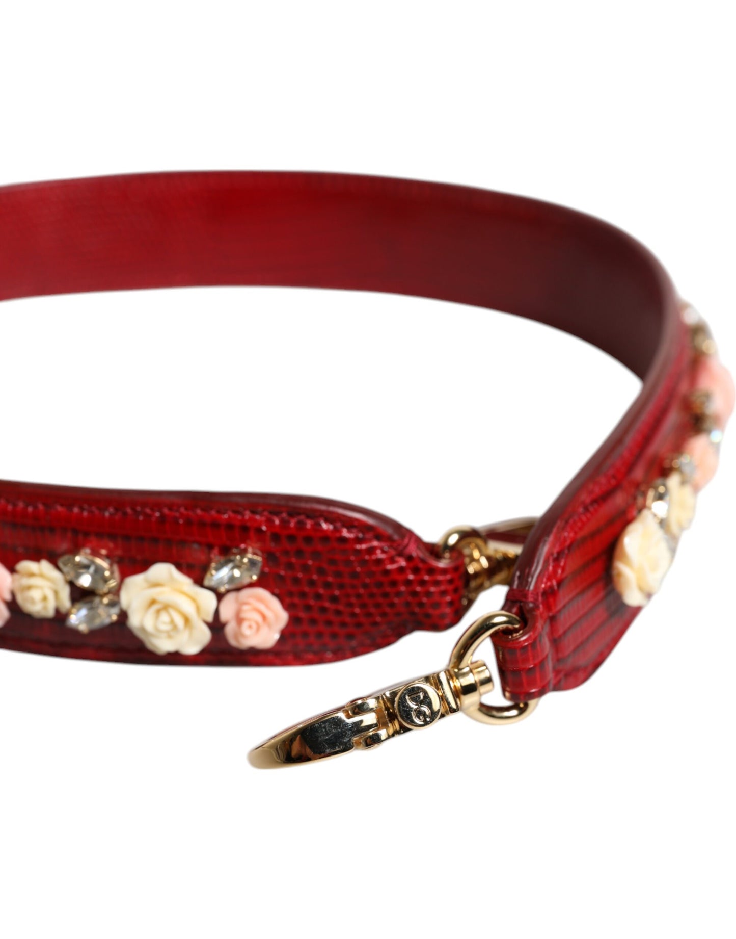 Dolce & Gabbana – Schultertasche aus rotem Leder mit Blumenverzierung