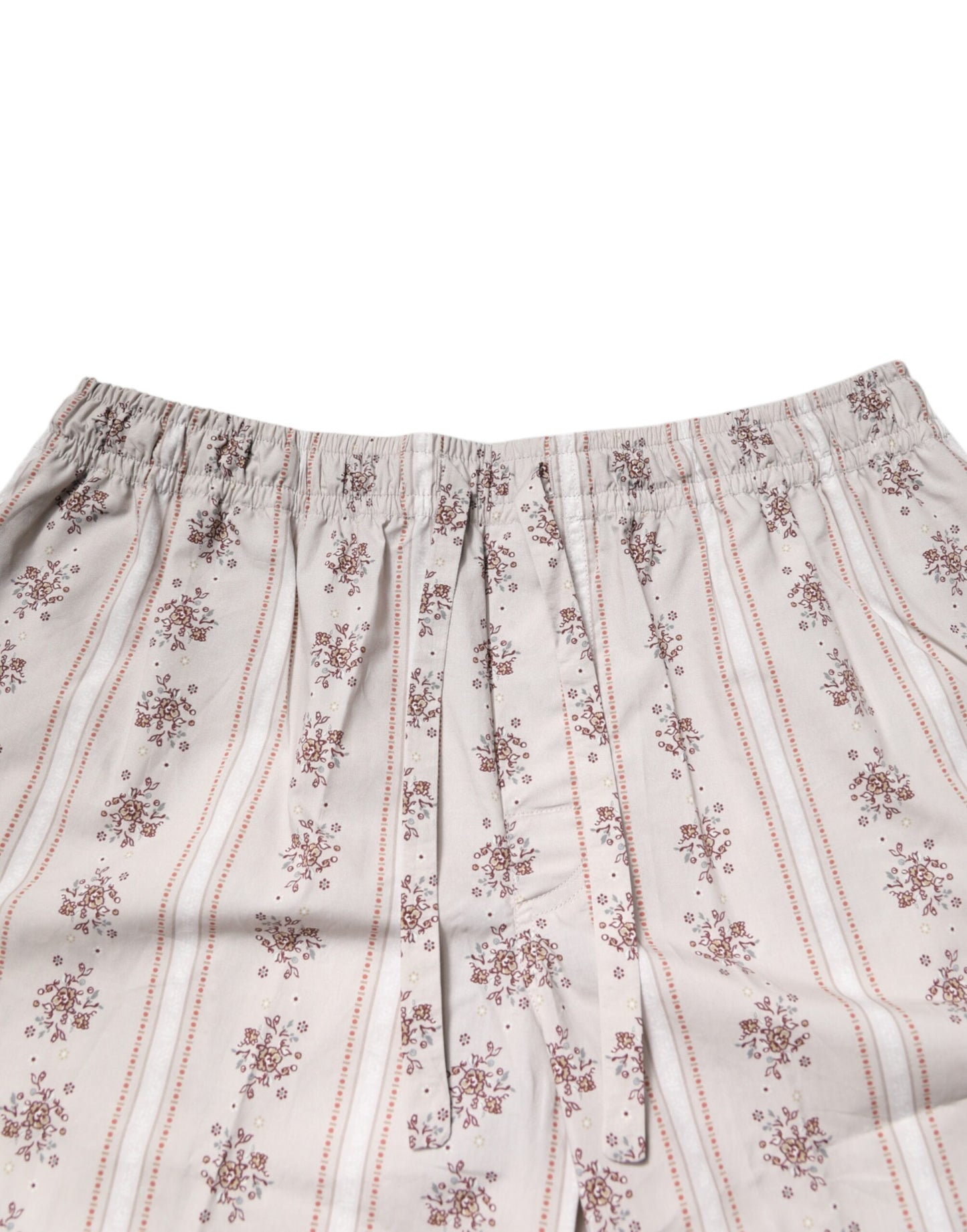 Dolce & Gabbana Beige Blumendruck Baumwolle Herren Pyjama Set Nachtwäsche