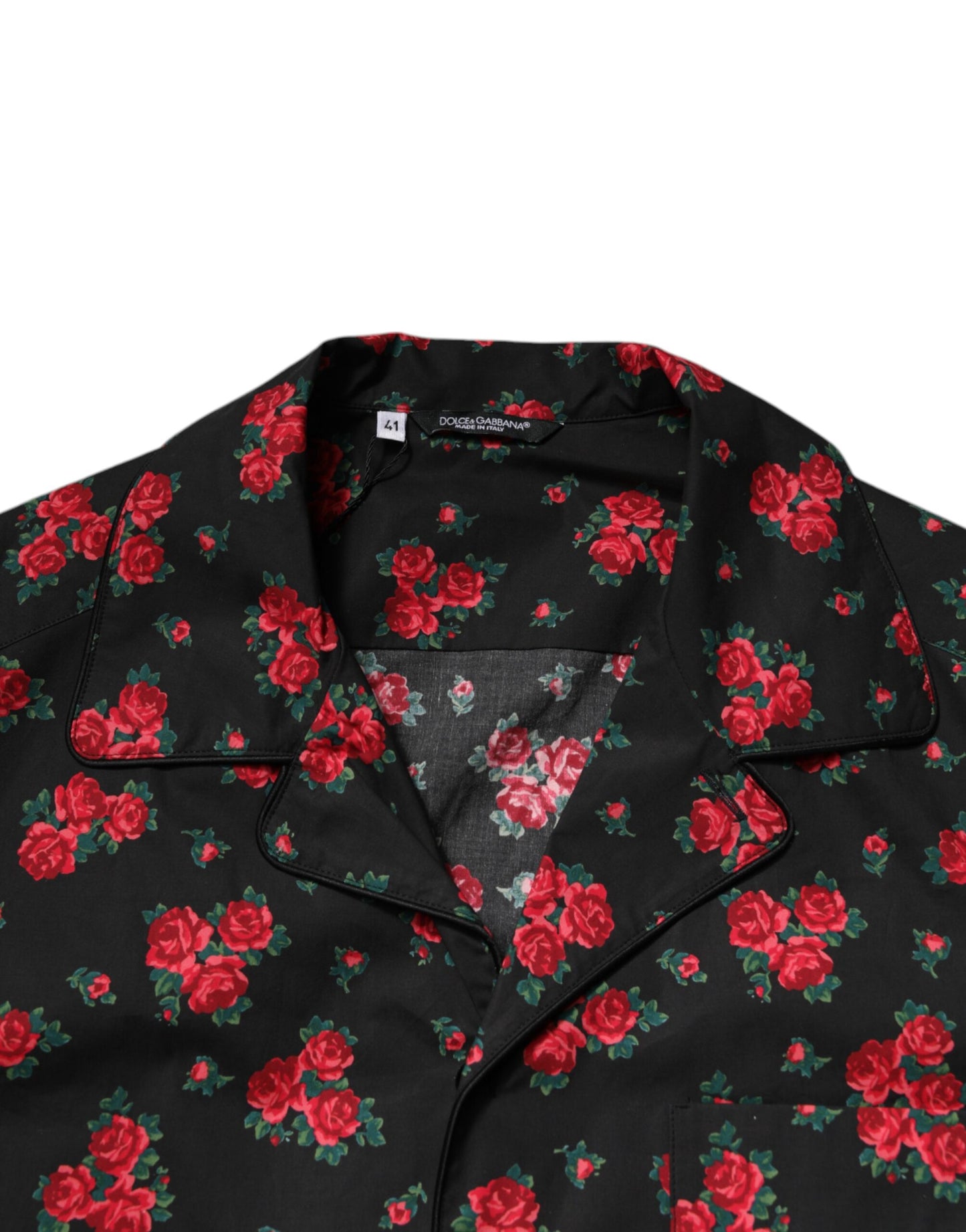 Dolce & Gabbana – Schwarzer Pyjama aus Baumwolle mit Blumendruck für Herren