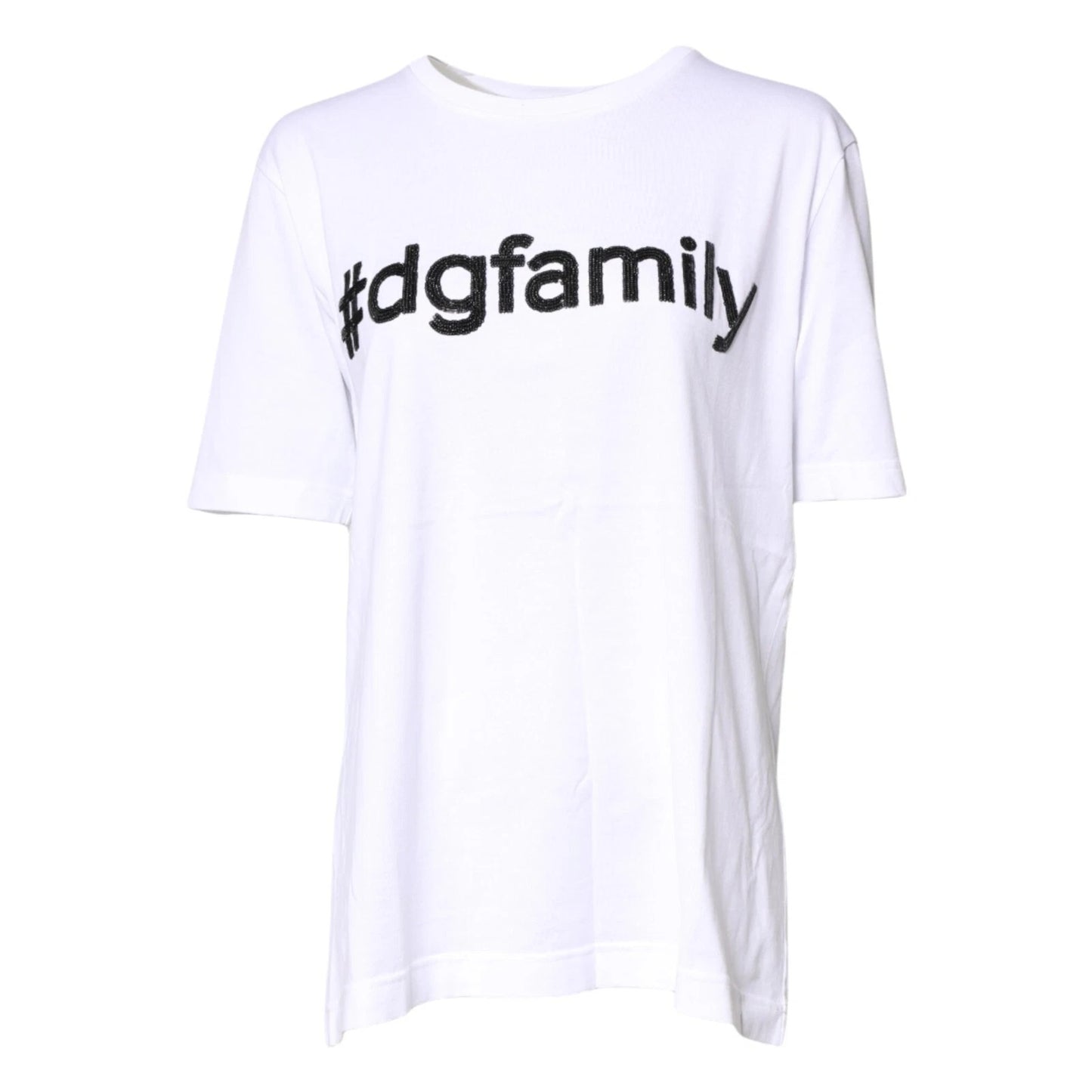 Dolce & Gabbana – Weißes Baumwoll-T-Shirt mit Rundhalsausschnitt und #DGFamily-Print