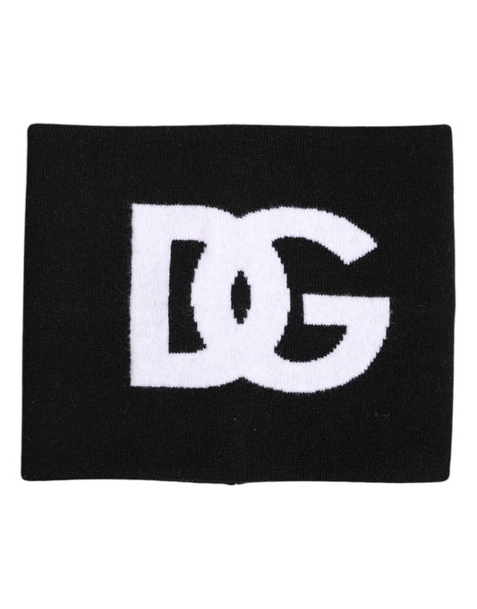 Dolce & Gabbana Black White Logo Print Knitted Neck Warmer Scarf