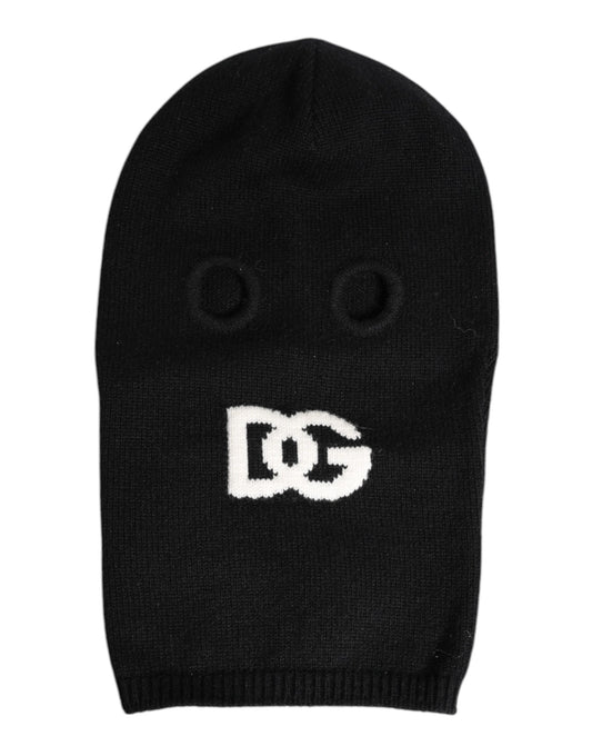 Dolce & Gabbana – Schwarze, gestrickte Skimaske aus Kaschmir – Balaclava-Mütze