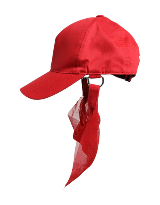 Dolce & Gabbana – Rote Baseballkappe aus Baumwolle mit 6 Paneelen für Damen