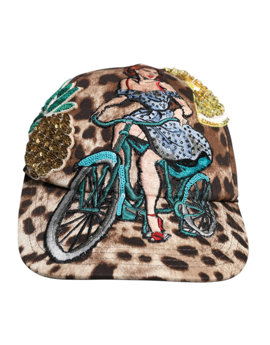 Dolce & Gabbana – Sicily – Baseballkappe mit Leoparden-Pailletten in Braun