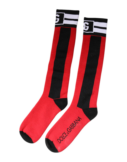 Rote, bedruckte Socken aus Stretch-Baumwolle von Dolce & Gabbana