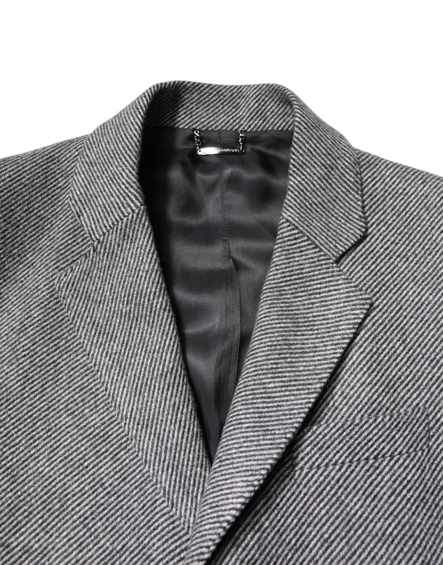 Dolce & Gabbana – Einreihige Trenchcoat-Jacke aus grauer Wolle
