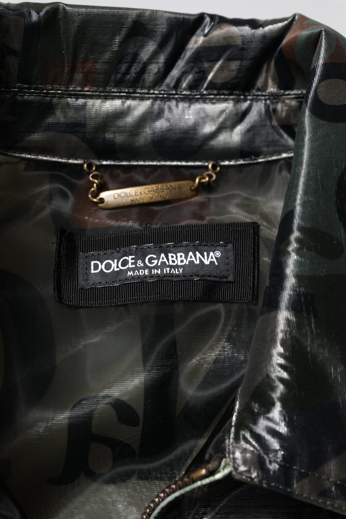 Dolce & Gabbana – Grüne Bomberjacke mit durchgehendem Reißverschluss und DG-Logoprint