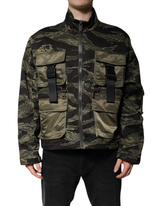 Dolce & Gabbana Mehrfarbige Bomberjacke aus Baumwolle mit Camouflage-Muster