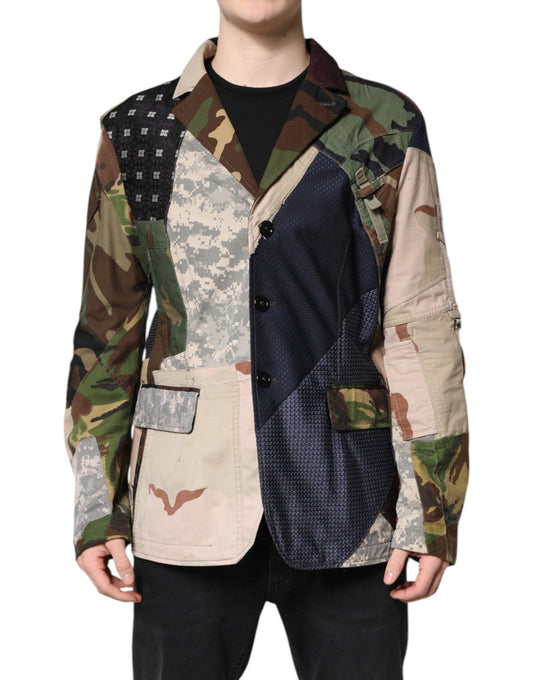 Dolce & Gabbana Mehrfarbiger Camouflage-Patchwork-Mantelblazer