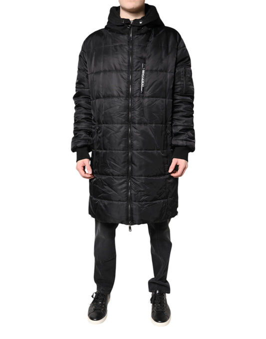 Dolce & Gabbana Schwarzer Parka mit Kapuze, Winterjacke