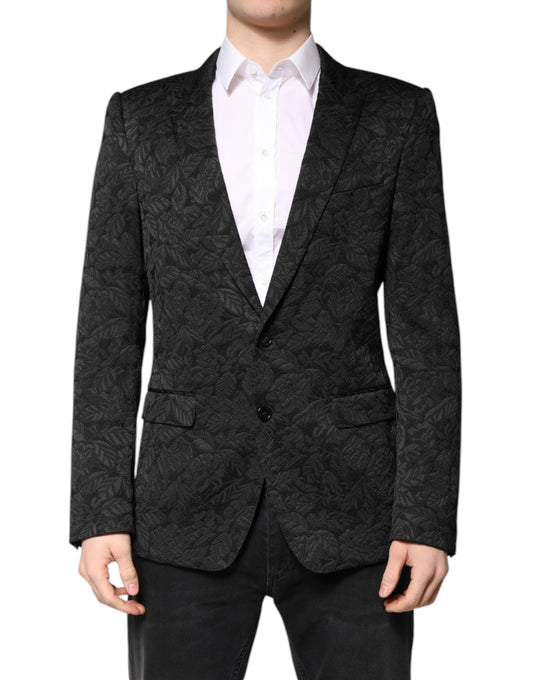 Dolce & Gabbana Schwarzer MARTINI Brokat-Einreiher-Blazer