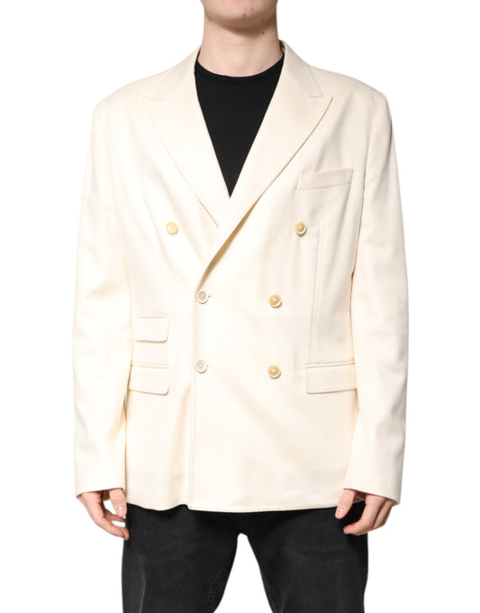 Dolce & Gabbana – Zweireihiger Blazer aus Kaschmir in Beige