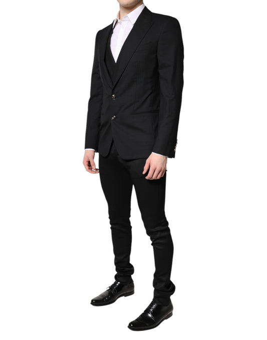 Dolce & Gabbana – Schwarzer, einreihiger, formeller Blazer mit Weste