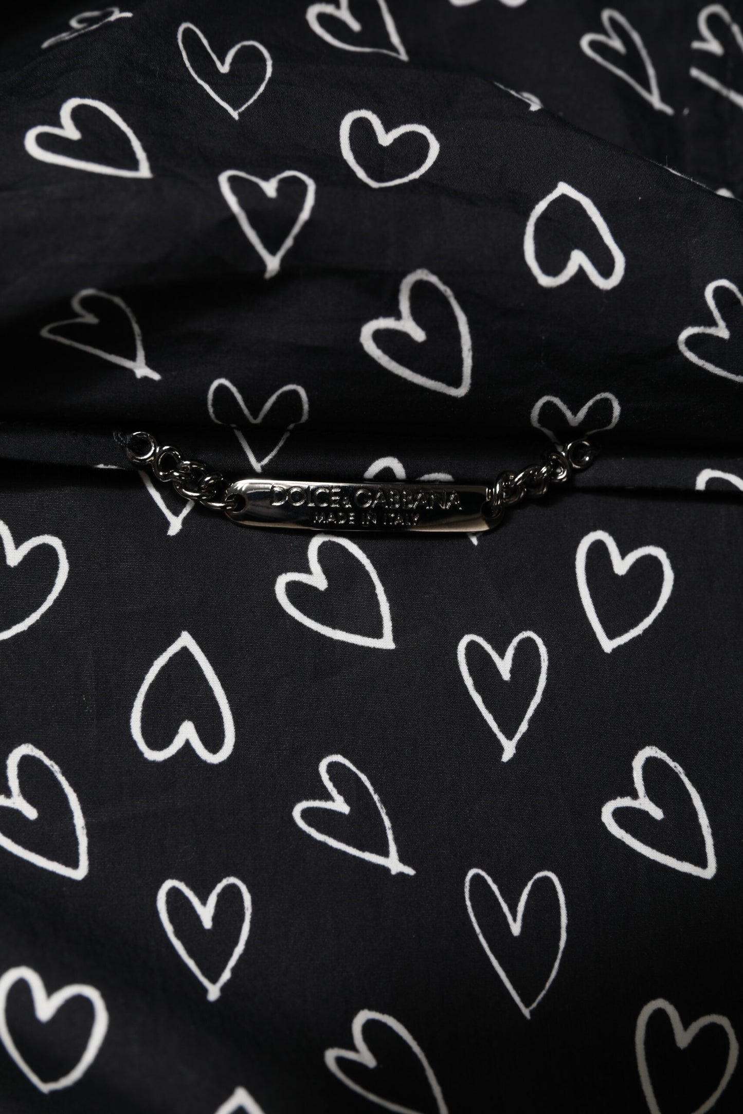 Dolce & Gabbana – Schwarze Windjacke mit Kapuze und Herz-Print