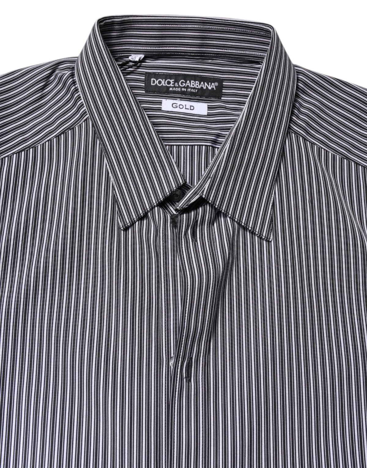 Dolce & Gabbana Schwarz-Weiß gestreiftes GOLD-Formelles Hemd