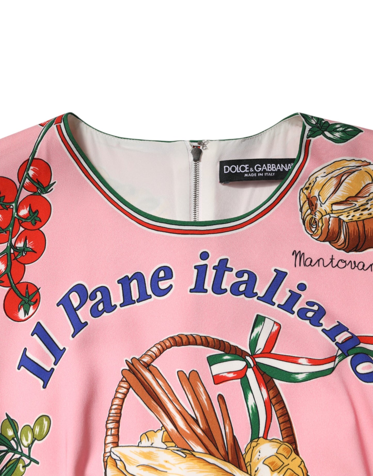 Dolce & Gabbana – Figurbetontes Midikleid mit Gebäck-Print in Rosa