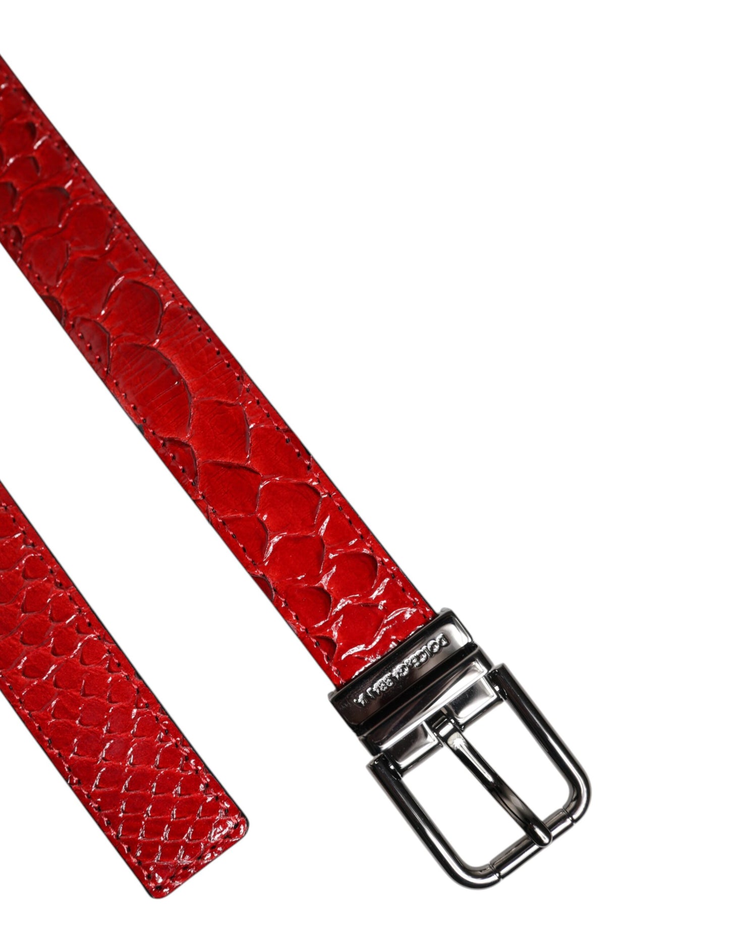 Dolce & Gabbana – Roter Gürtel aus exotischem Leder mit Messing-Metallschnalle