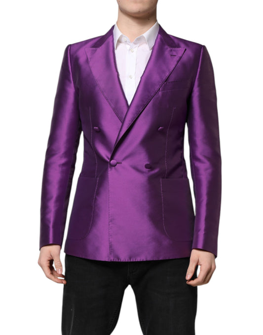 Dolce & Gabbana Lila Zweireihiger Herren Anzug Mantel Blazer