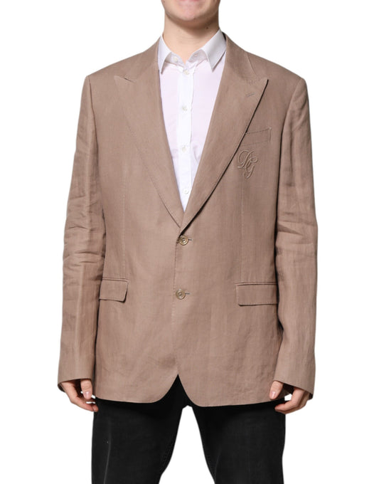 Dolce & Gabbana Beige TAORMINA Einreihiger Mantelblazer