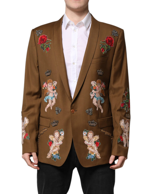 Dolce & Gabbana Brauner MARTINI Einreihiger Mantelblazer