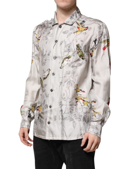 Dolce & Gabbana – Mehrfarbiges Button-Down-Hemd aus Seide mit Print