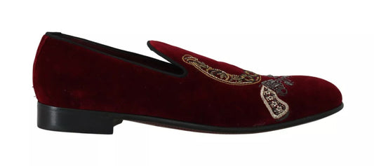 Dolce & Gabbana Bordeaux Samt-Loafer Gun Hufeisenschuhe