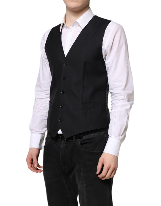 Dolce & Gabbana Schwarze Wollweste, formelle Weste