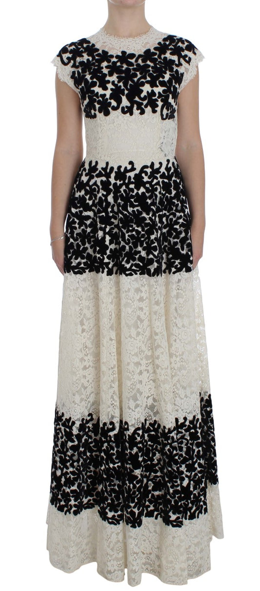 Dolce & Gabbana Ricamo Langes Ball-Maxikleid mit floraler Spitze