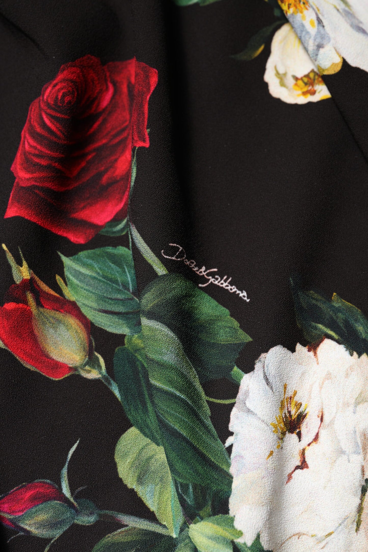 Dolce & Gabbana – Schwarzes, ärmelloses Etuikleid mit Blumenmuster