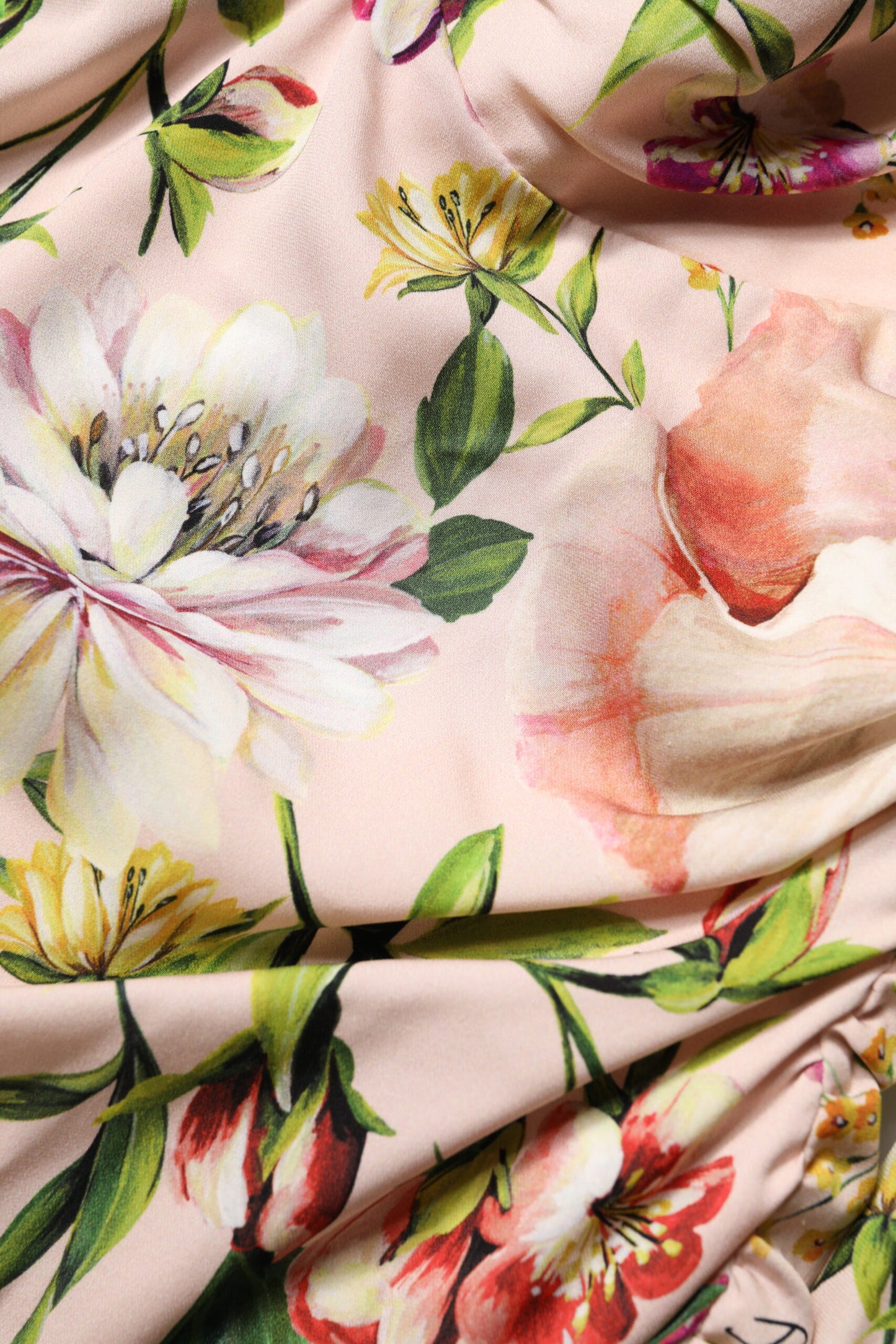 Dolce & Gabbana – Figurbetontes Midikleid aus Seide mit Blumenmuster in Rosa