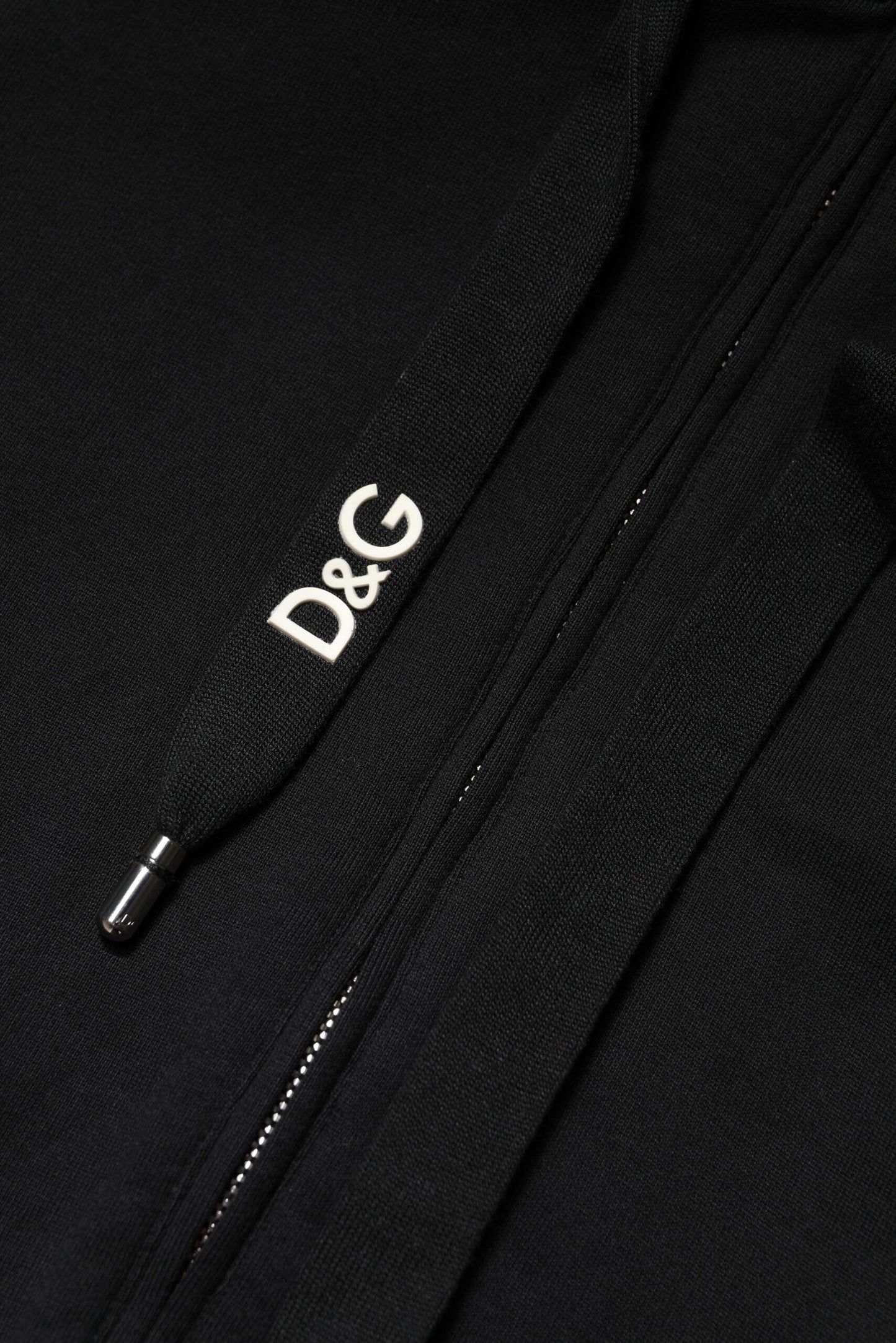 Dolce & Gabbana – Schwarzes Sweatshirt aus Baumwolle mit durchgehendem Reißverschluss und Kapuze
