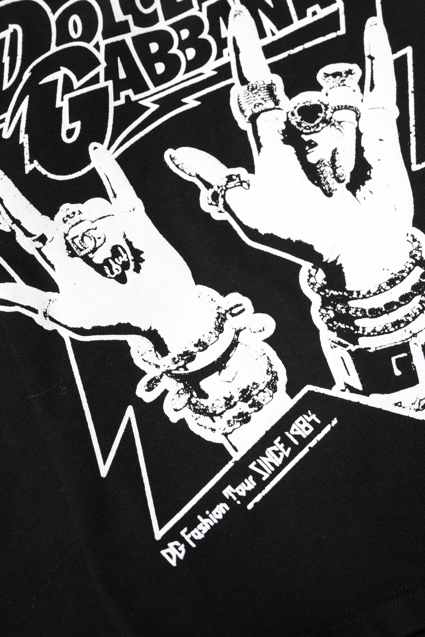 Dolce & Gabbana – Schwarzes, bedrucktes T-Shirt aus Baumwolle mit kurzen Ärmeln